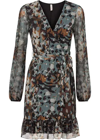 bonprix Modern und feminin: Minikleid aus luftigem Mesh mit Ballon-Ärmel und Volant