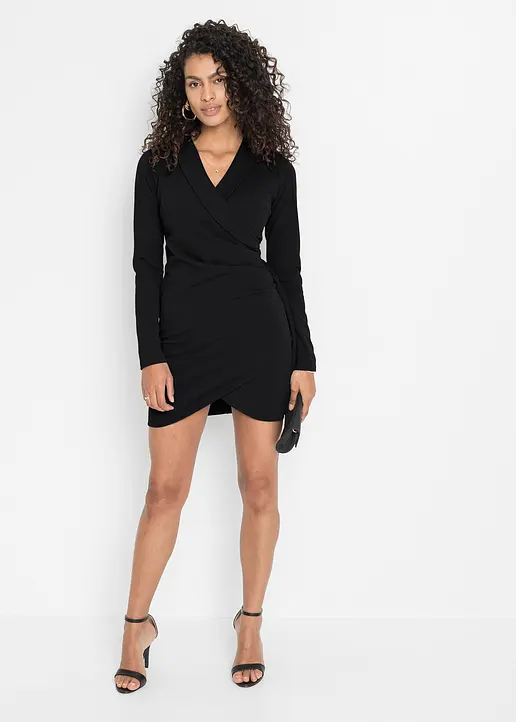 Bonprix Modern Und Feminin: Minikleid Aus Strukturiertem Crepe Im Wickel-Optik Mit Bindedetail Am Rock