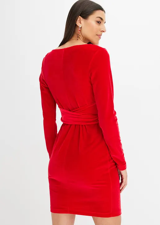 Bonprix Modern Und Feminin: Minikleid Aus Weichem Samt In Wickelt-Optik Mit Drapierung