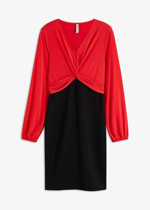 bonprix Modern und feminin: Minikleid in 2-Teile-Optik mit Knotendetail