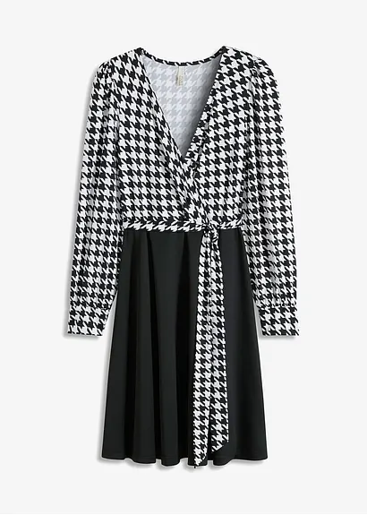 bonprix Modern und feminin: Minikleid mit bedrucktem Oberteil und Bindeband in der Taille