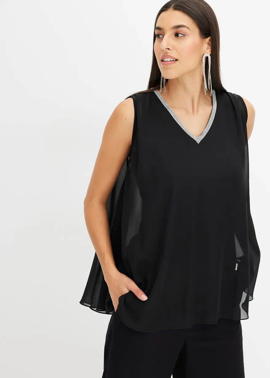 Bonprix Modern Und Feminin: Oversized Bluste Mit Strassstein-Verzierung Am Ausschnitt