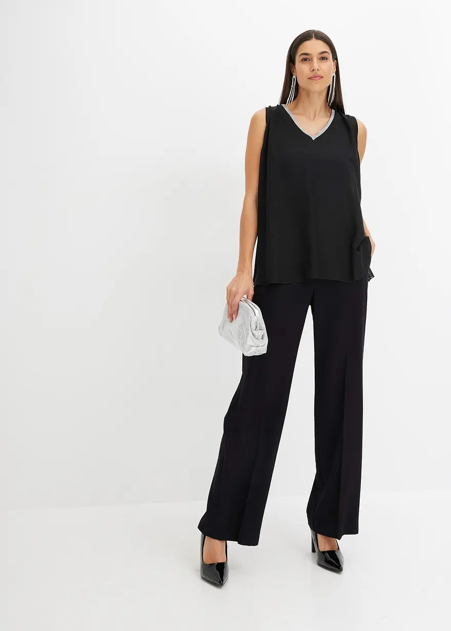 Bonprix Modern Und Feminin: Oversized Bluste Mit Strassstein-Verzierung Am Ausschnitt