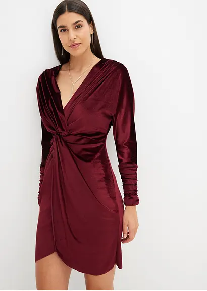 Bonprix Modern Und Feminin: Oversized Mini-Kleid Aus Softem Samt Mit Knoten-Detail In Der Taille