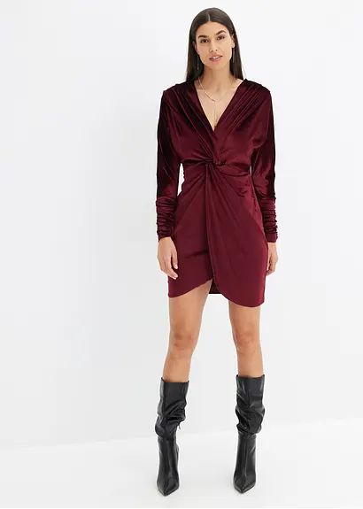 Bonprix Modern Und Feminin: Oversized Mini-Kleid Aus Softem Samt Mit Knoten-Detail In Der Taille