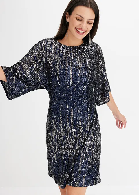 Bonprix Modern Und Feminin: Oversized Minikleid Mit Pailletten - Blau