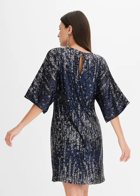 Bonprix Modern Und Feminin: Oversized Minikleid Mit Pailletten - Blau