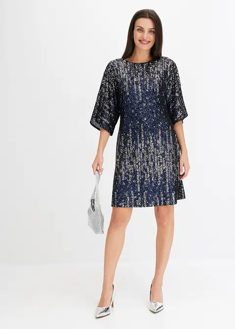 Bonprix Modern Und Feminin: Oversized Minikleid Mit Pailletten - Blau