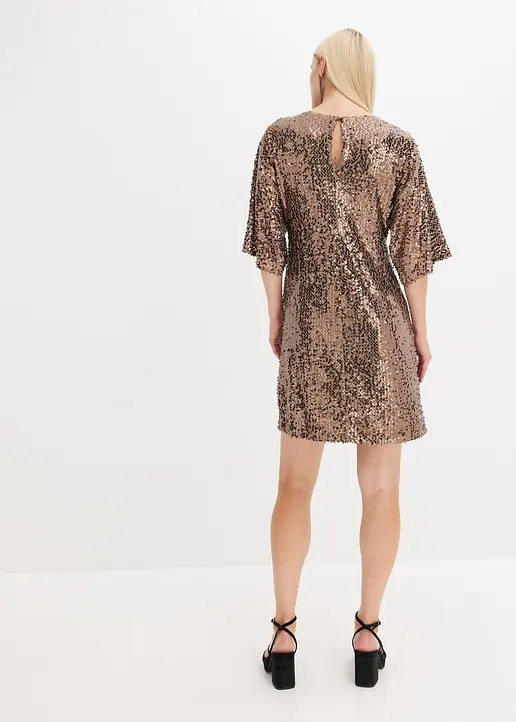 Bonprix Modern Und Feminin: Oversized Minikleid Mit Pailletten Und Kimono-Ärmel