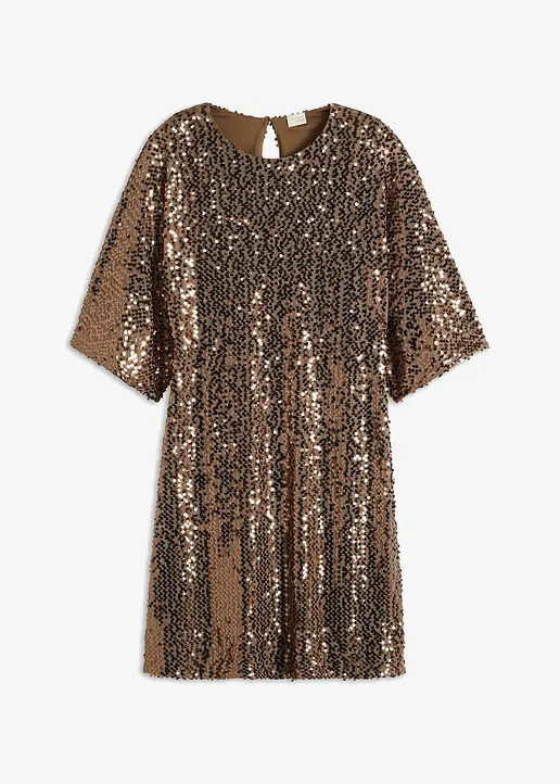 bonprix Modern und feminin: Oversized Minikleid mit Pailletten und Kimono-Ärmel