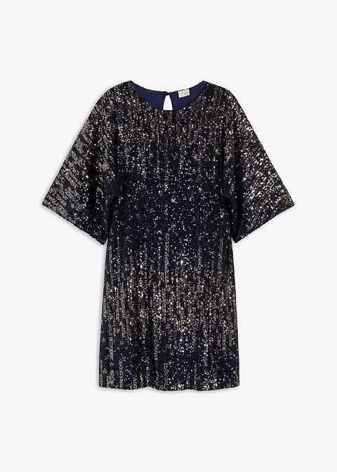 bonprix Modern und feminin: Oversized Minikleid mit Pailletten - blau