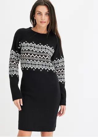 Bonprix Modern Und Feminin: Oversized Strickkleid Mit Jacquard-Muster