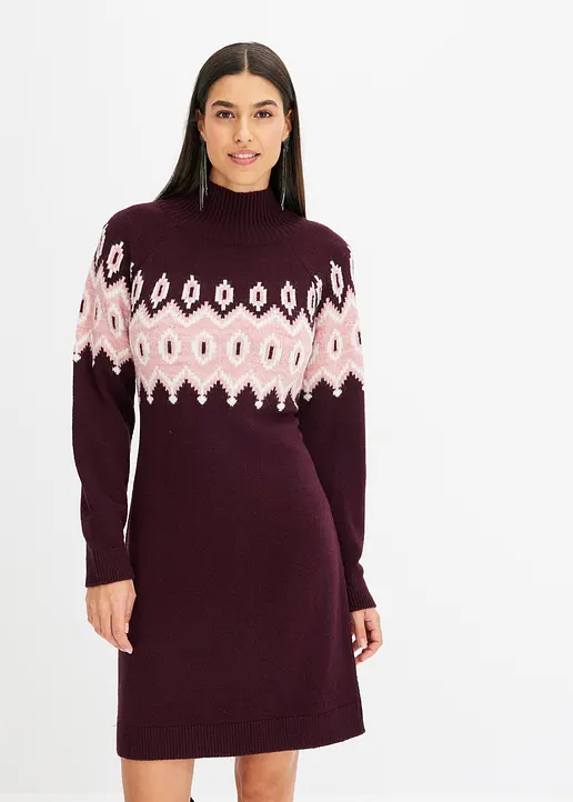 Bonprix Modern Und Feminin: Oversized Strickkleid Mit Jacquard-Muster