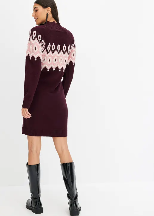 Bonprix Modern Und Feminin: Oversized Strickkleid Mit Jacquard-Muster