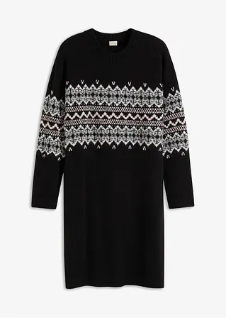 bonprix Modern und feminin: Oversized Strickkleid mit Jacquard-Muster