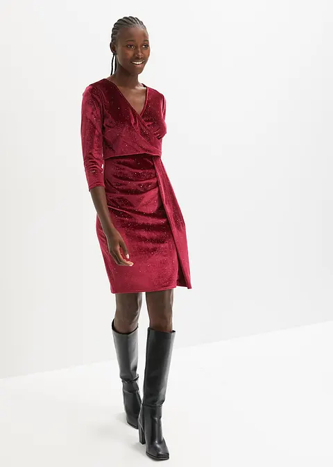 Bonprix Modern Und Feminin: Samtkleid In Wickeloptik Mit Besetzten Strasssteinen Und Raffungsdetails Machen Dieses Kleid Perfekt Für Besondere Anlässe