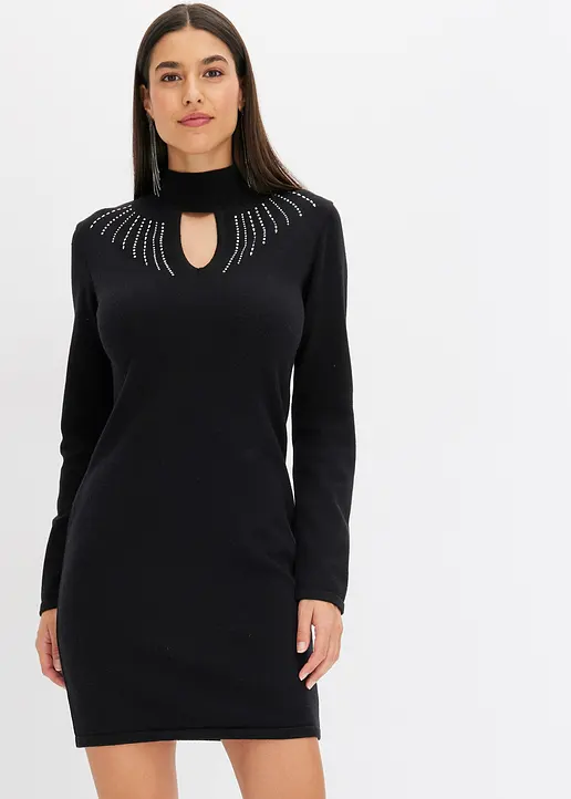 Bonprix Modern Und Feminin: Strickkleid Mit Cut-Out Und Strasssteinen