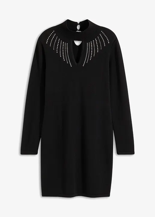 bonprix Modern und feminin: Strickkleid mit Cut-Out und Strasssteinen