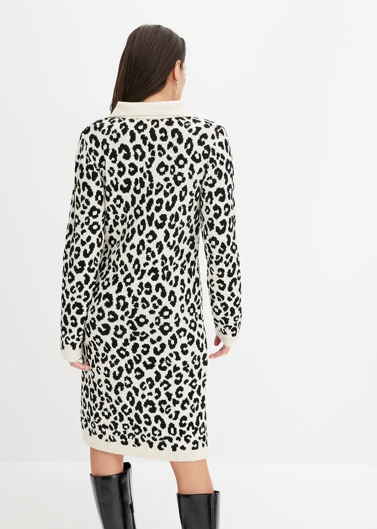 Bonprix Modern Und Feminin: Strickkleid Mit Jacquard-Muster Und Kragen