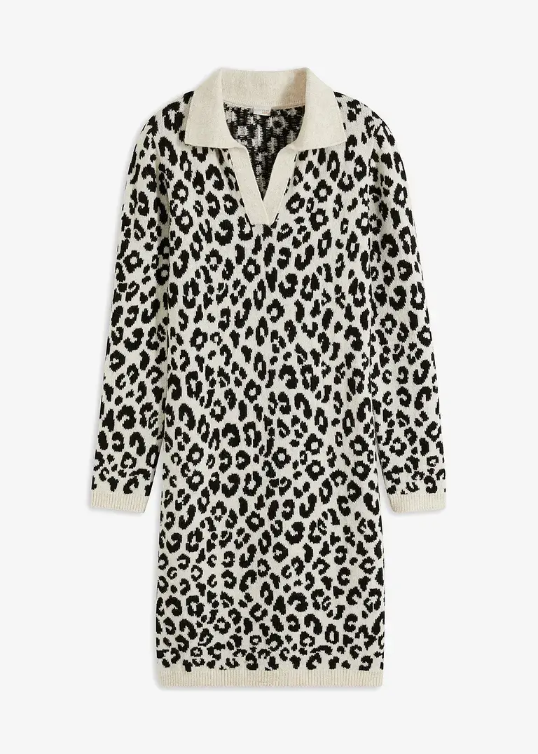 bonprix Modern und feminin: Strickkleid mit Jacquard-Muster und Kragen