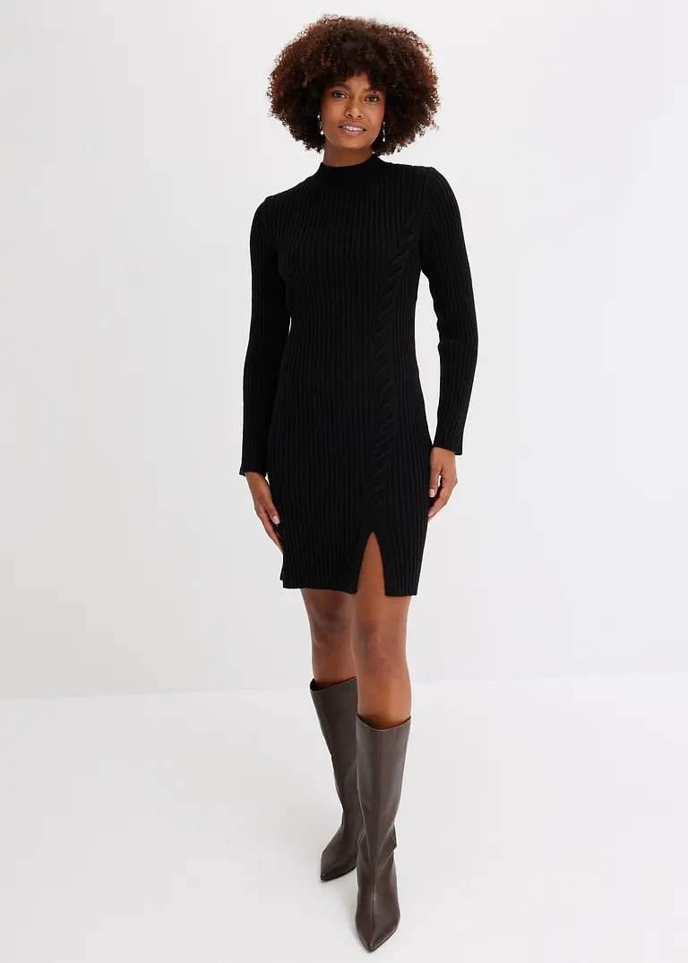 Bonprix Modern Und Feminin: Strickkleid Mit Rippmuster Und Schnürung