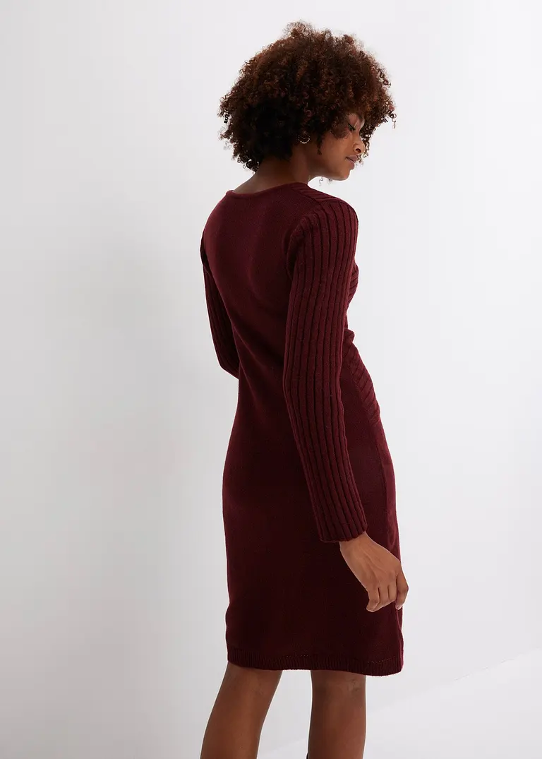 Bonprix Modern Und Feminin: Strickkleid Mit Rippmuster Und Oberteil Im Wickeloptik