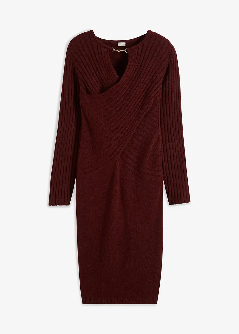 bonprix Modern und feminin: Strickkleid mit Rippmuster und Oberteil im Wickeloptik