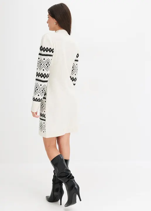 Bonprix Modern Und Feminin: Strickkleid Mit Stehkragen Und Norweger-Muster