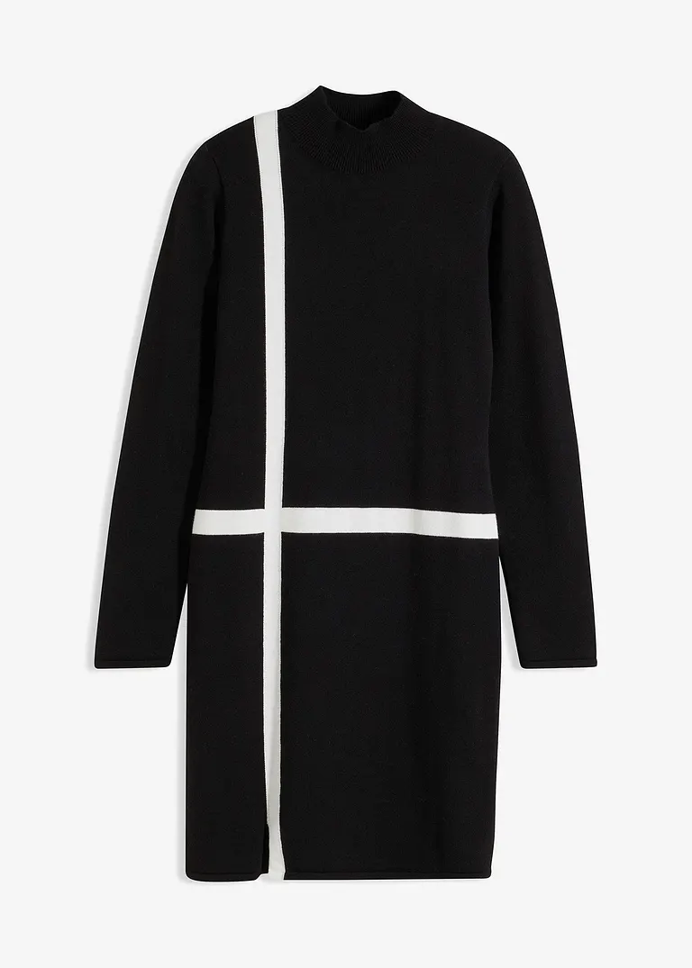 bonprix Modern und feminin: Strickkleid mit Stehkragen und Streifenmuster