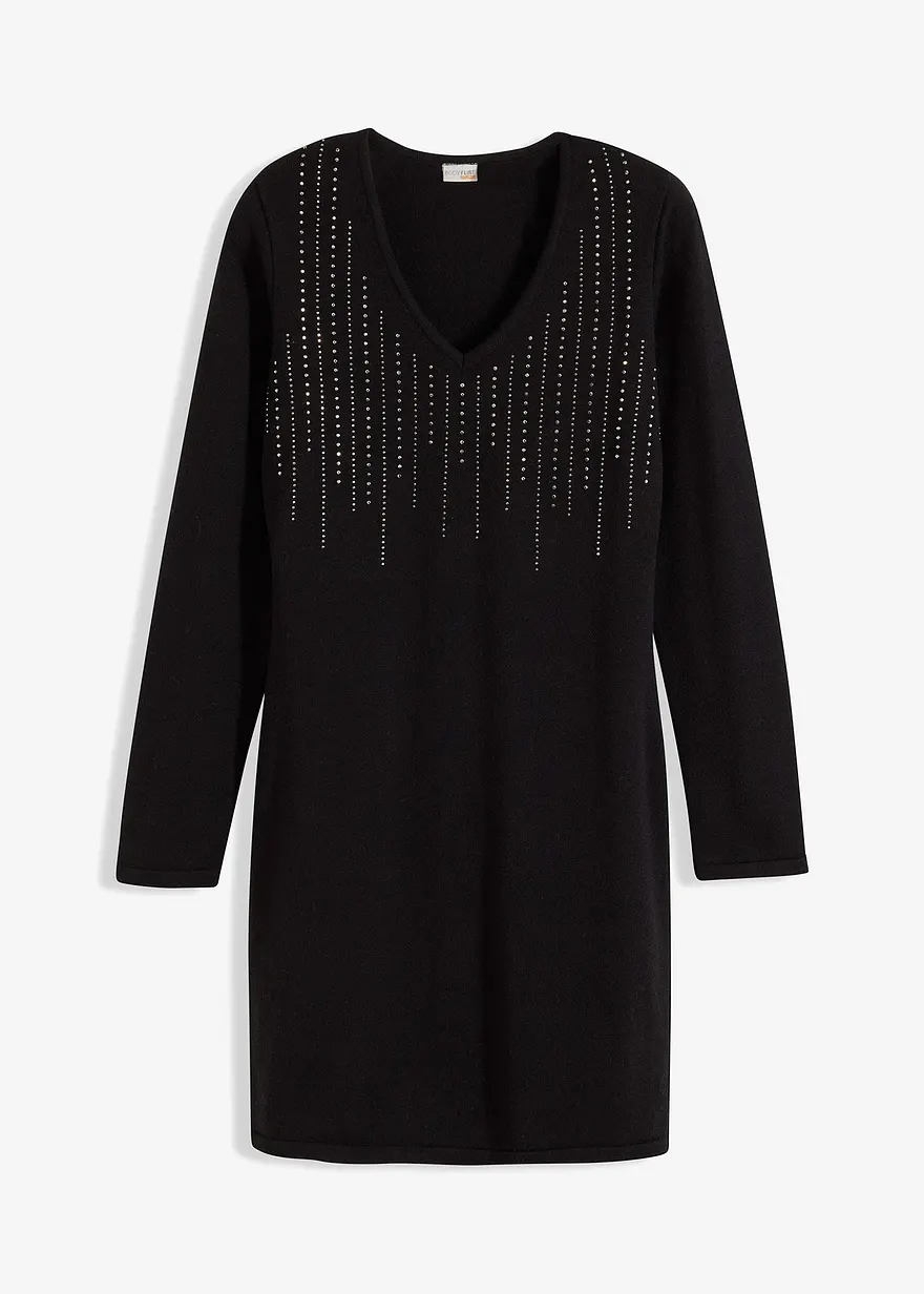 bonprix Modern und feminin: Strickkleid mit Strasssteinverzierung - Damen