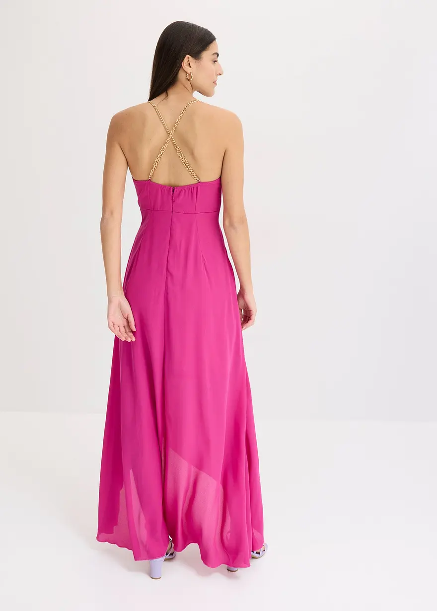 Bonprix Modern Und Feminin: Vokuhila-Kleid In Maxi-Länge Aus Fließendem Material Mit Verstellbaren Ketten-Trägern Und Einem Rock In Wickel-Optik