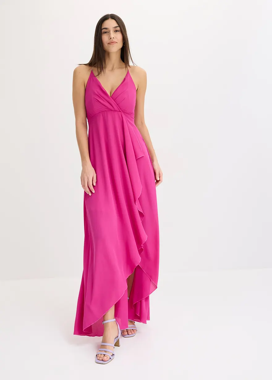 Bonprix Modern Und Feminin: Vokuhila-Kleid In Maxi-Länge Aus Fließendem Material Mit Verstellbaren Ketten-Trägern Und Einem Rock In Wickel-Optik