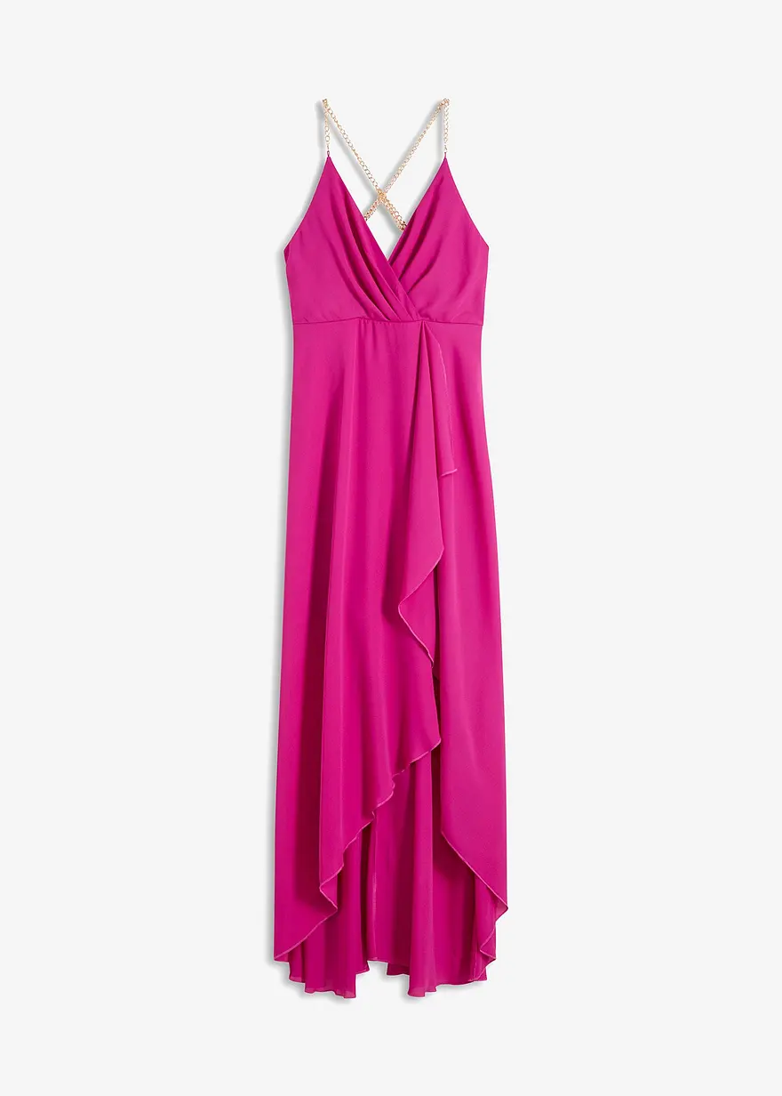 bonprix Modern und feminin: Vokuhila-Kleid in Maxi-Länge aus fließendem Material mit verstellbaren Ketten-Trägern und einem Rock in Wickel-Optik