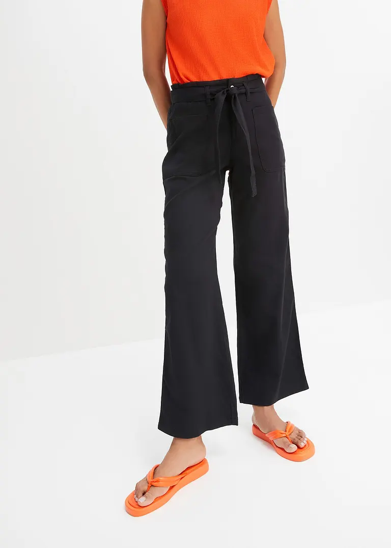 Bonprix Moderne 7/8 Hose Im Paperpag-Stil - Schwarz - Damen