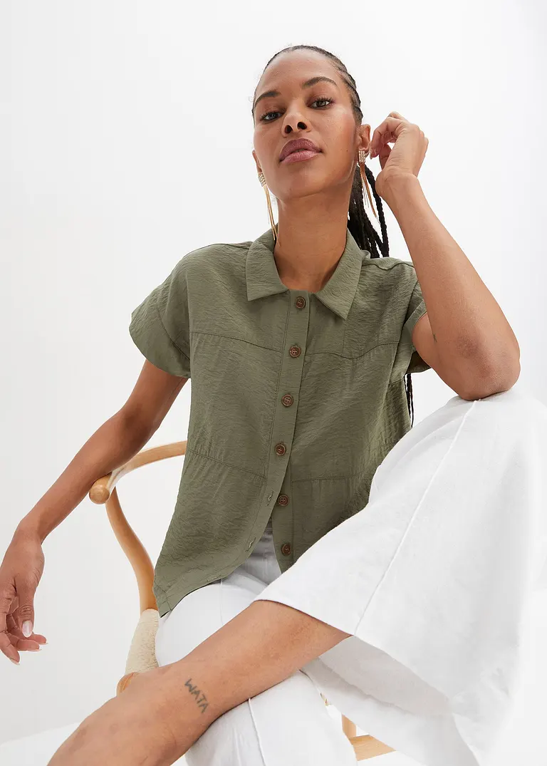 Bonprix Moderne Bluse In Leichtem Boxy-Schnitt. - Grün - Damen