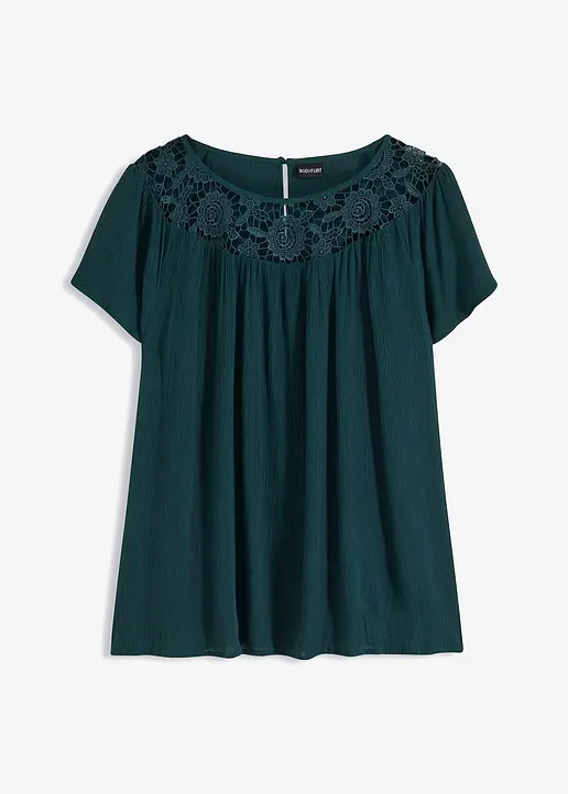 bonprix Moderne Bluse mit hochwertiger Spitze - grün - Damen