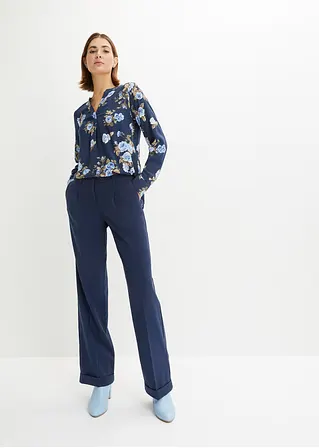 Bonprix Moderne Bluse Mit Seitenschlitzen Und Abgerundetem Saum - Blau