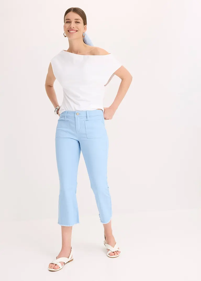 Bonprix Moderne Capri-Hose Mit Aufgesetzten Taschen - Blau