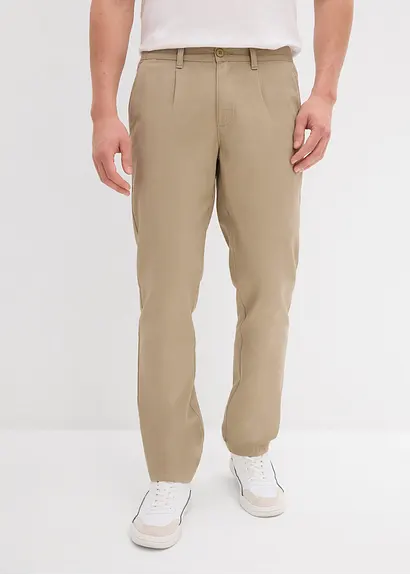 Bonprix Moderne Chinohose Mit Bundfalte - Grün - Herren