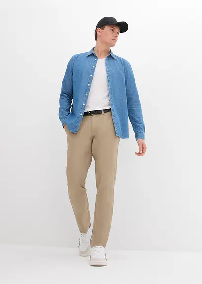 Bonprix Moderne Chinohose Mit Bundfalte - Grün - Herren