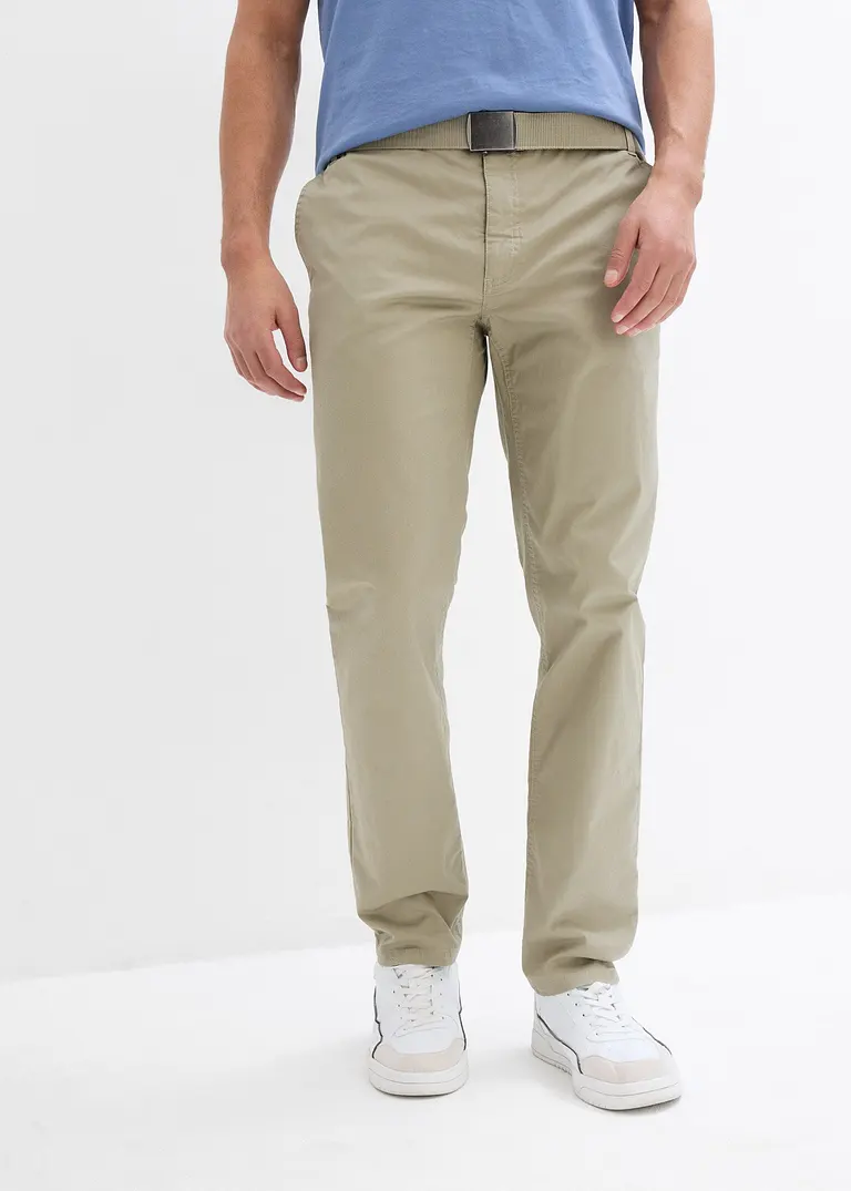Bonprix Moderne Chinohose Mit Seitlichem Gummizug In Der Taille Und Extra Gürtel