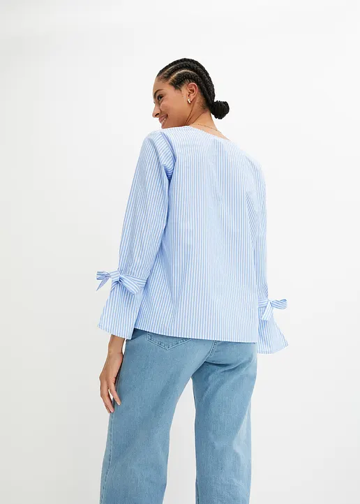 Bonprix Moderne Gestreifte Tunika Mit 7/8 Arm - Blau - Damen
