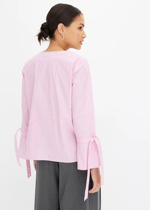 Bonprix Moderne Gestreifte Tunika Mit 7/8 Arm - Rosa - Damen