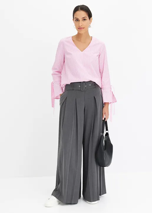 Bonprix Moderne Gestreifte Tunika Mit 7/8 Arm - Rosa - Damen