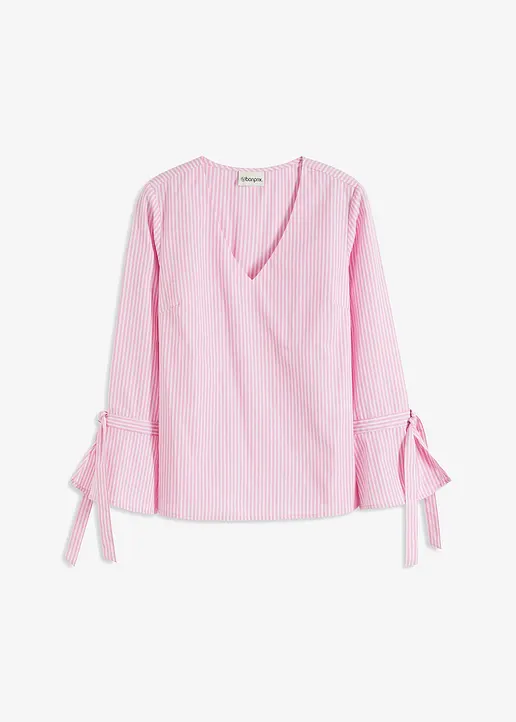 bonprix Moderne gestreifte Tunika mit 7/8 Arm - rosa - Damen