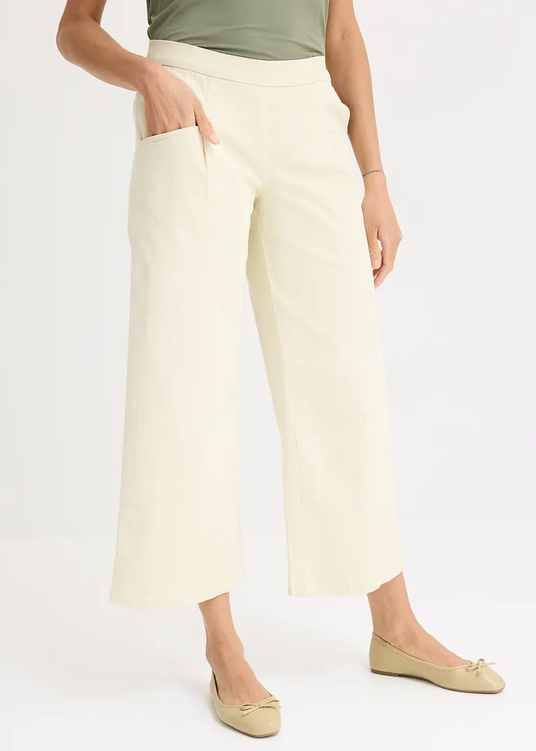 Bonprix Moderne Hose Aus Festem Material Im Culotte-Stil - Beige - Damen