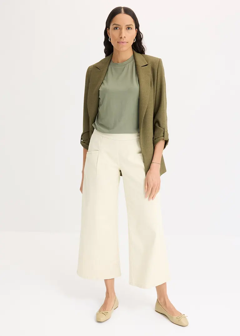 Bonprix Moderne Hose Aus Festem Material Im Culotte-Stil - Beige - Damen