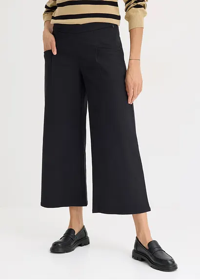 Bonprix Moderne Hose Aus Festem Material Im Culotte-Stil - Schwarz