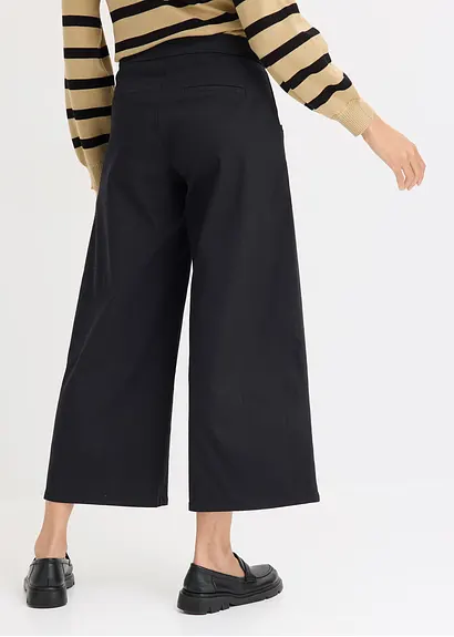 Bonprix Moderne Hose Aus Festem Material Im Culotte-Stil - Schwarz