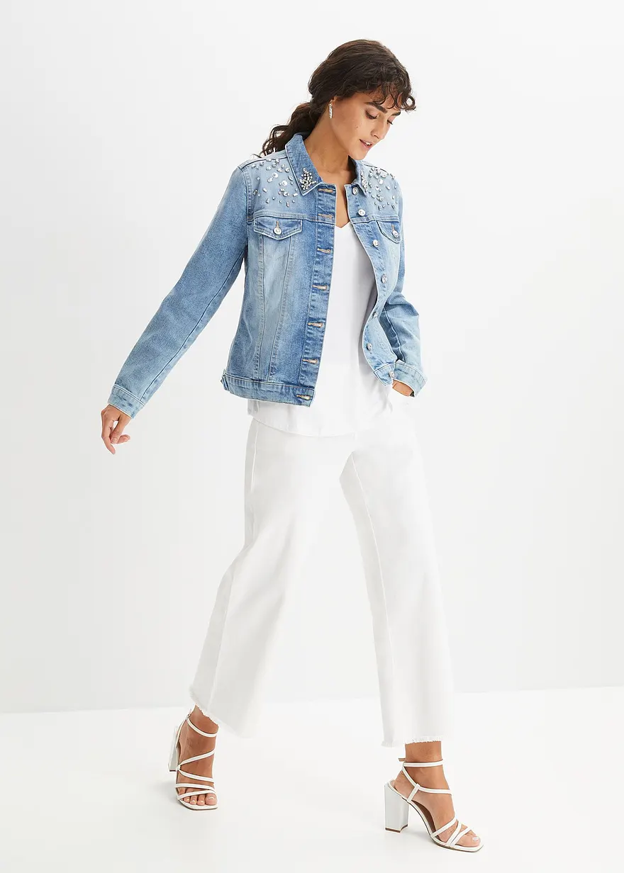 Bonprix Moderne Hose Mit Hochwertiger Dekoration - Blau - Damen